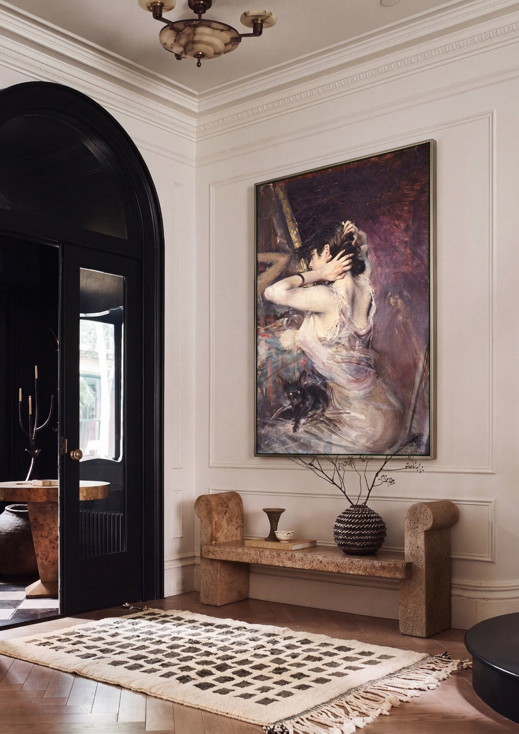 Quadro Decorativo A Mulher e o Gato - Giovanni Boldini em ambiente decorado