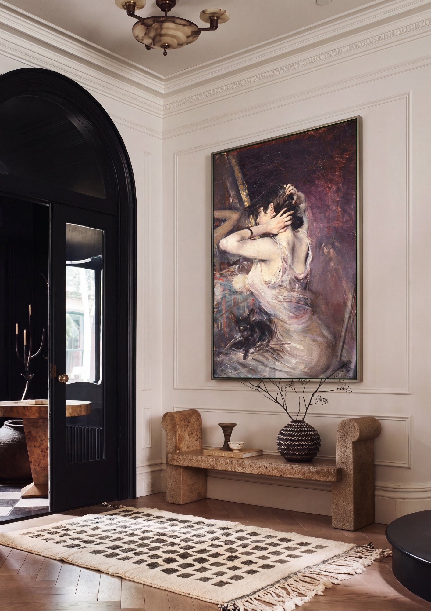 Quadro Decorativo A Mulher e o Gato - Giovanni Boldini em ambiente decorado