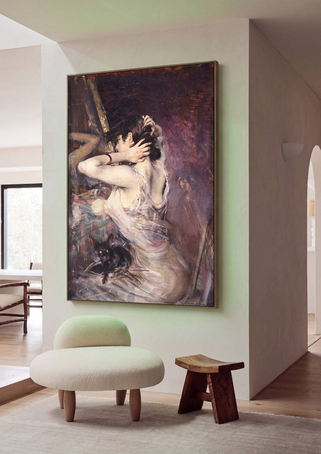 Quadro Decorativo A Mulher e o Gato - Giovanni Boldini em ambiente decorado