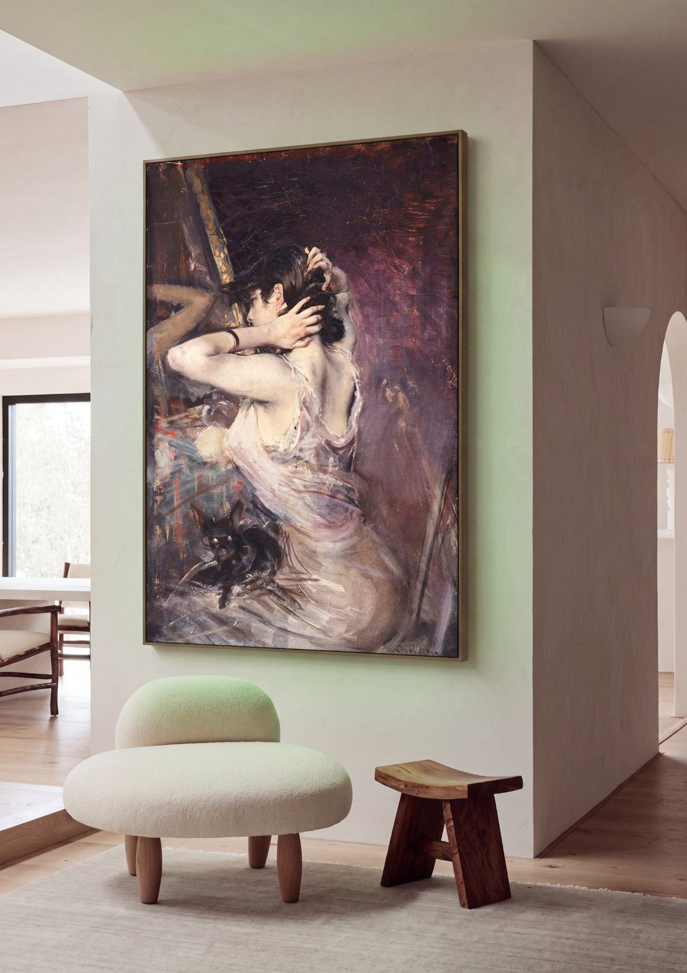 Quadro Decorativo A Mulher e o Gato - Giovanni Boldini em ambiente decorado