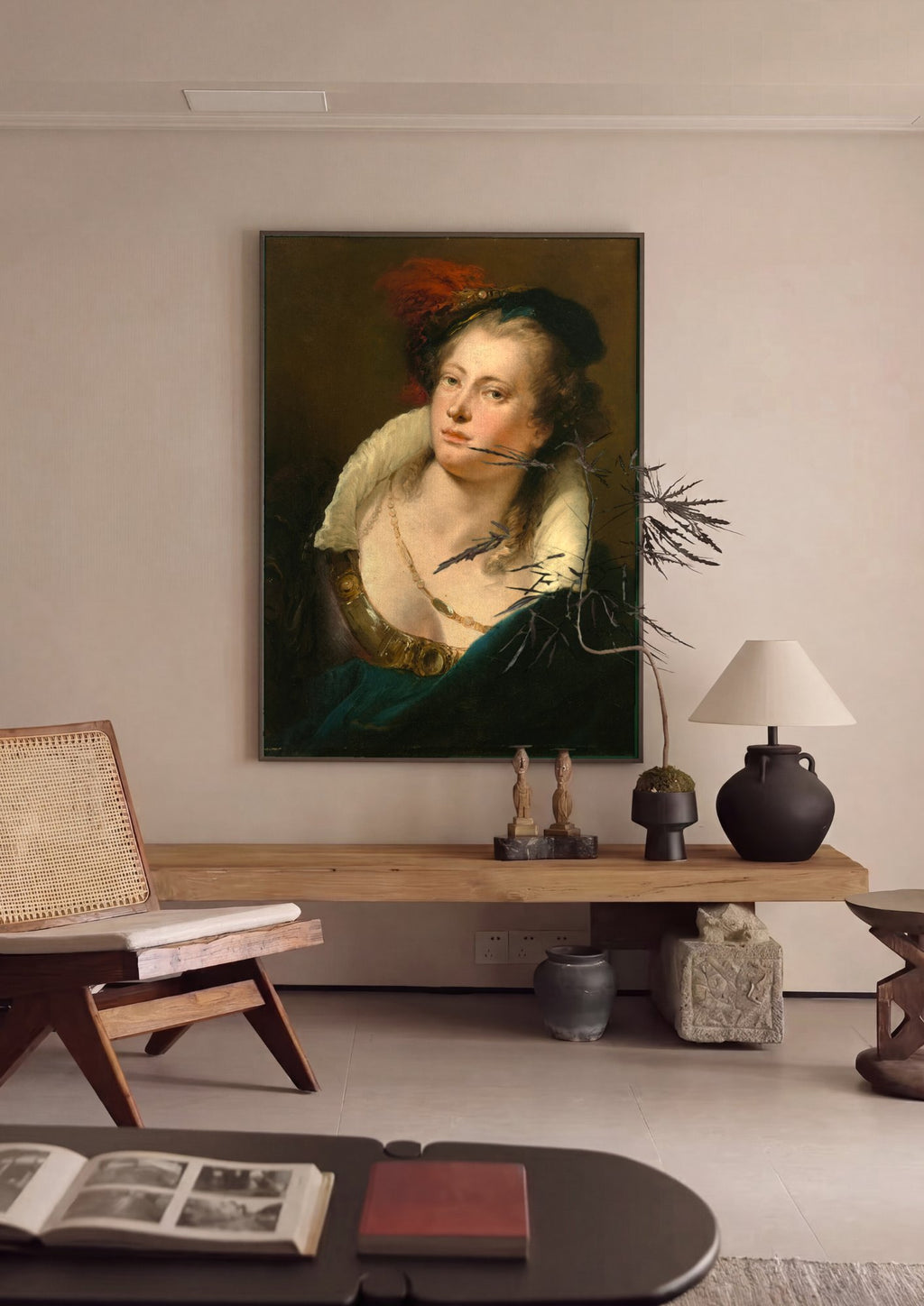 Quadro Decorativo Retrato de Mulher - Giovanni Battista Tiepolo em ambiente decorado