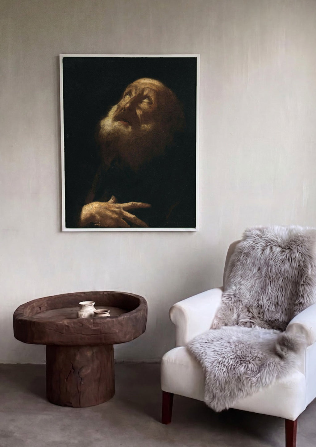 Quadro Decorativo A Cabeça do Velho - Giovanni Battista Piazzetta em ambiente decorado