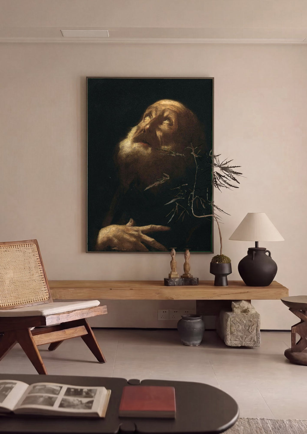 Quadro Decorativo A Cabeça do Velho - Giovanni Battista Piazzetta em ambiente decorado