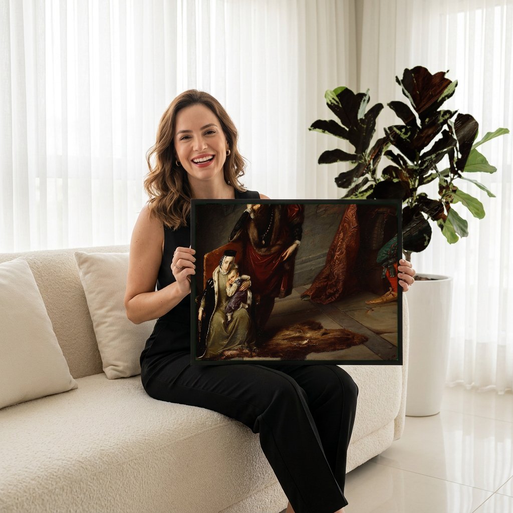 Quadro Decorativo A Partida de D. Henrique II - Józef Simmler com modelo em ambiente