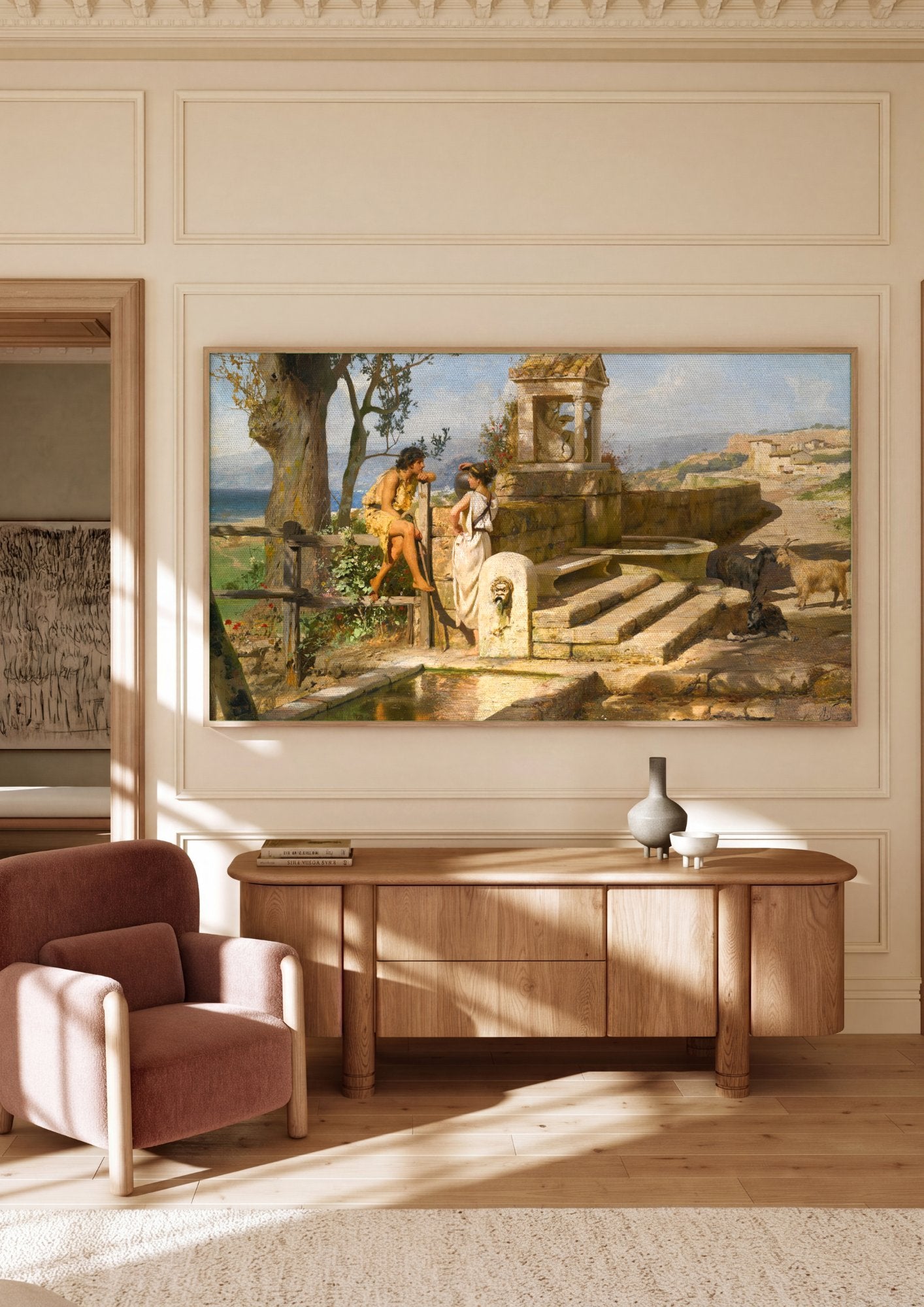 Quadro Decorativo A Fonte - Henryk Siemiradzki em ambiente decorado