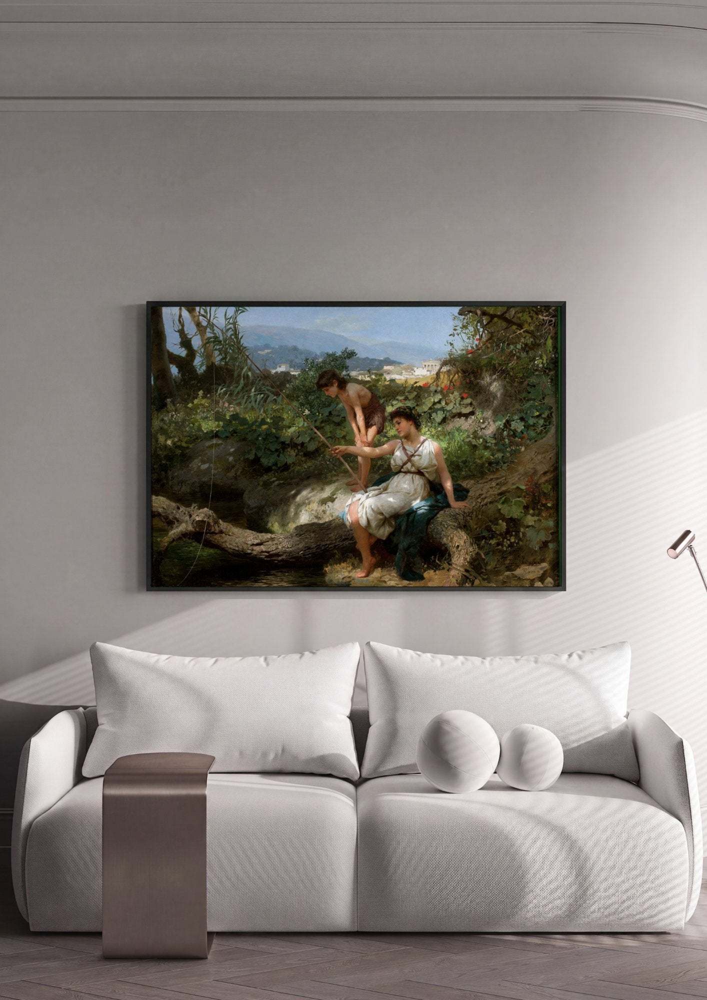 Quadro Decorativo A Pesca - Henryk Siemiradzki em ambiente decorado