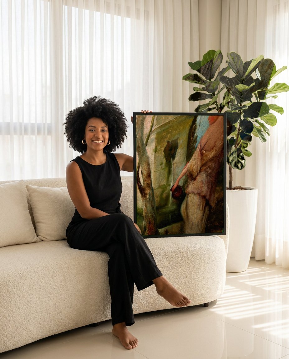 Quadro Decorativo A Fonte - Henryk Siemiradzki com modelo em ambiente