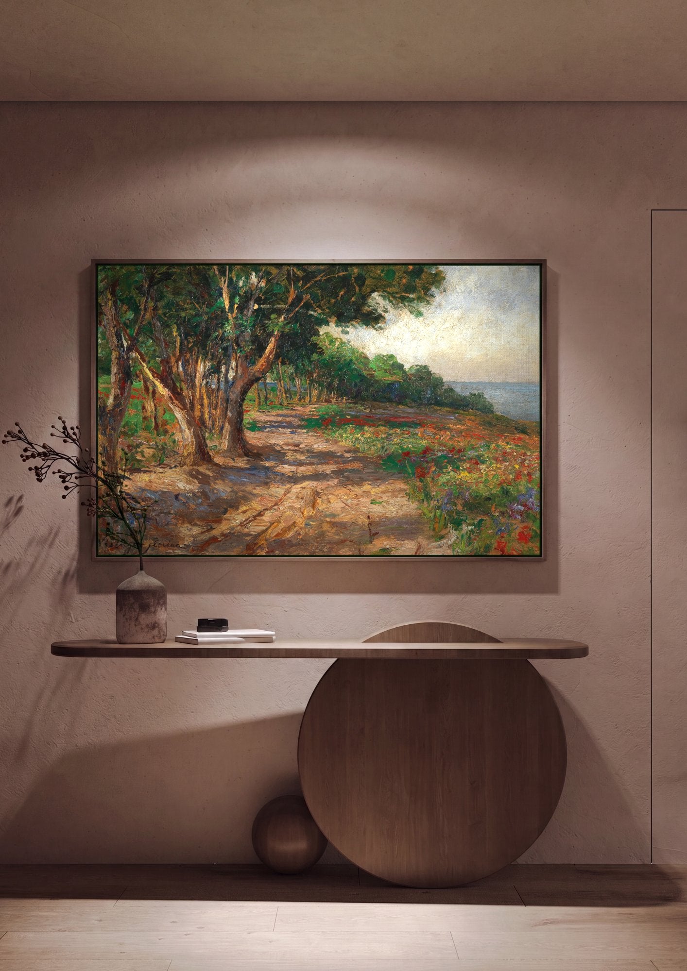 Quadro Decorativo Campo Florido à Beira-Mar - Olga Wisinger-Florian em ambiente decorado