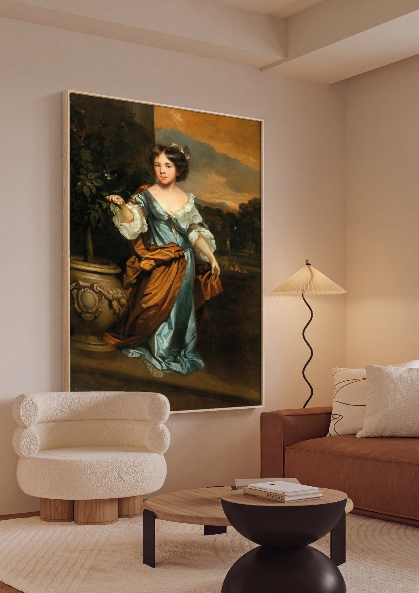 Quadro Decorativo A Jovem e a Laranjeira - Nicolaes Maes em ambiente decorado
