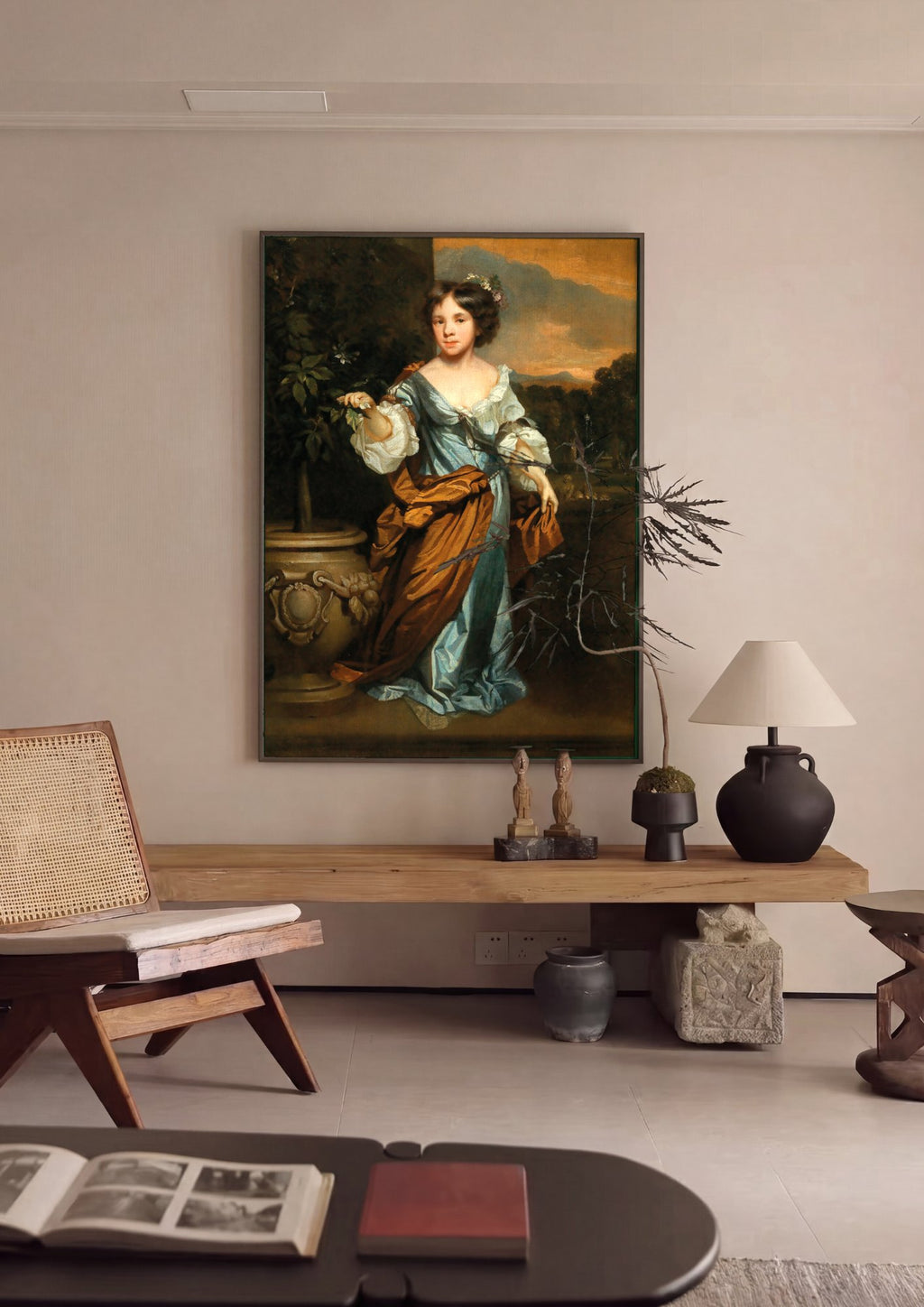 Quadro Decorativo A Jovem e a Laranjeira - Nicolaes Maes em ambiente decorado