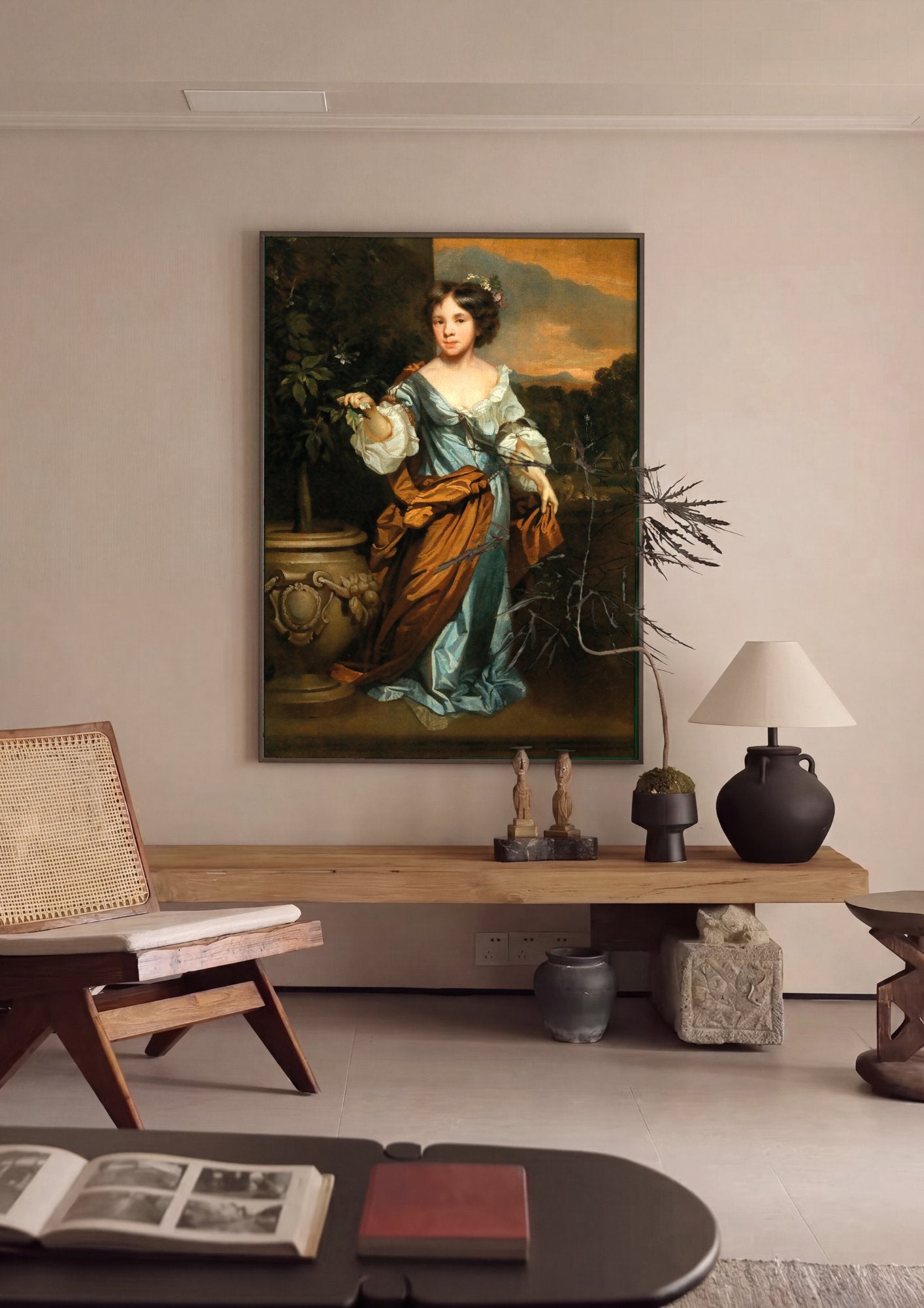 Quadro Decorativo A Jovem e a Laranjeira - Nicolaes Maes em ambiente decorado