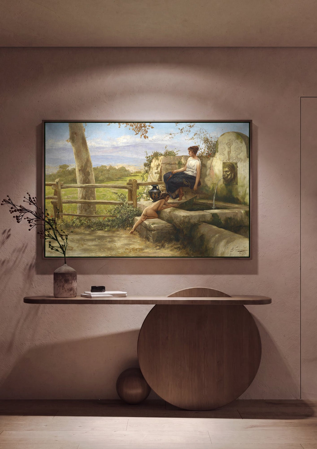 Quadro Decorativo A Fonte - Henryk Siemiradzki em ambiente decorado