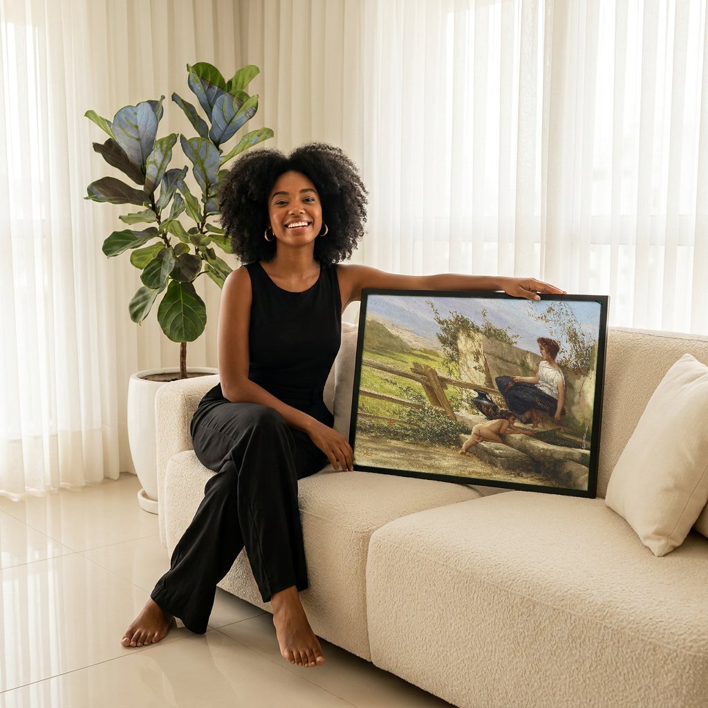 Quadro Decorativo A Fonte - Henryk Siemiradzki com modelo em ambiente