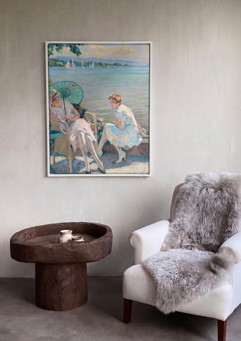 Quadro Decorativo Tarde de Verão à Beira do Lago - Edward Cucuel em ambiente decorado
