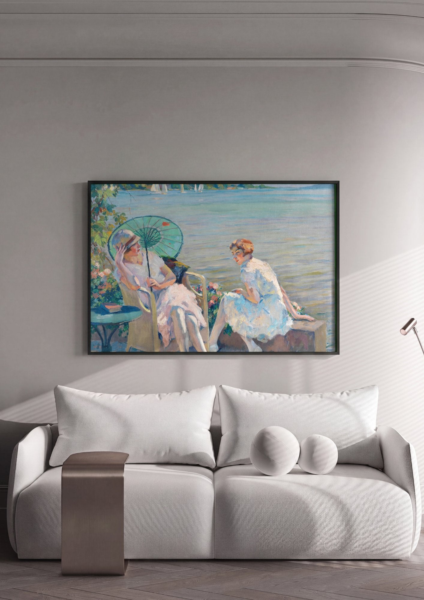 Quadro Decorativo Tarde de Verão à Beira do Lago - Edward Cucuel em ambiente decorado
