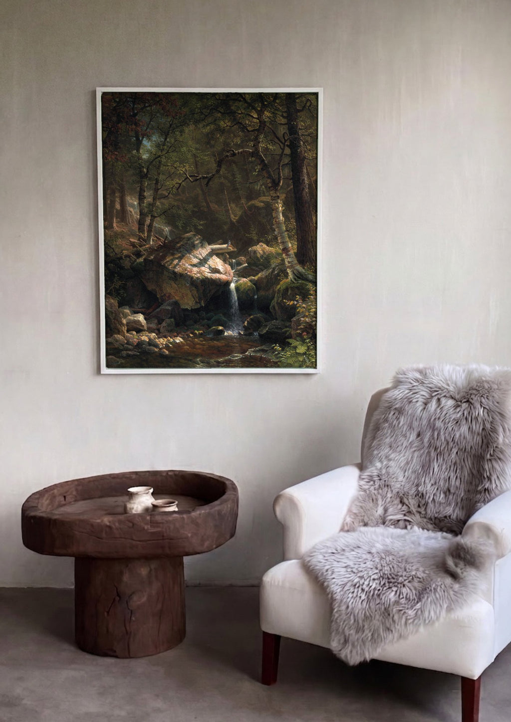 Quadro Decorativo Floresta com Cachoeira - Albert Bierstadt em ambiente decorado
