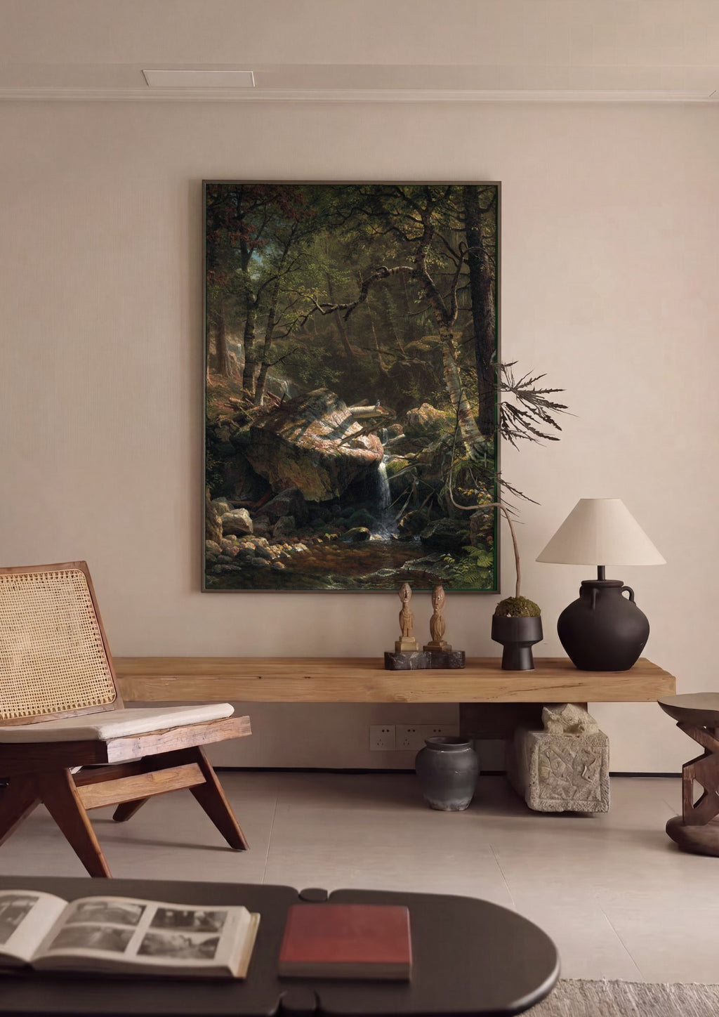 Quadro Decorativo Floresta com Cachoeira - Albert Bierstadt em ambiente decorado