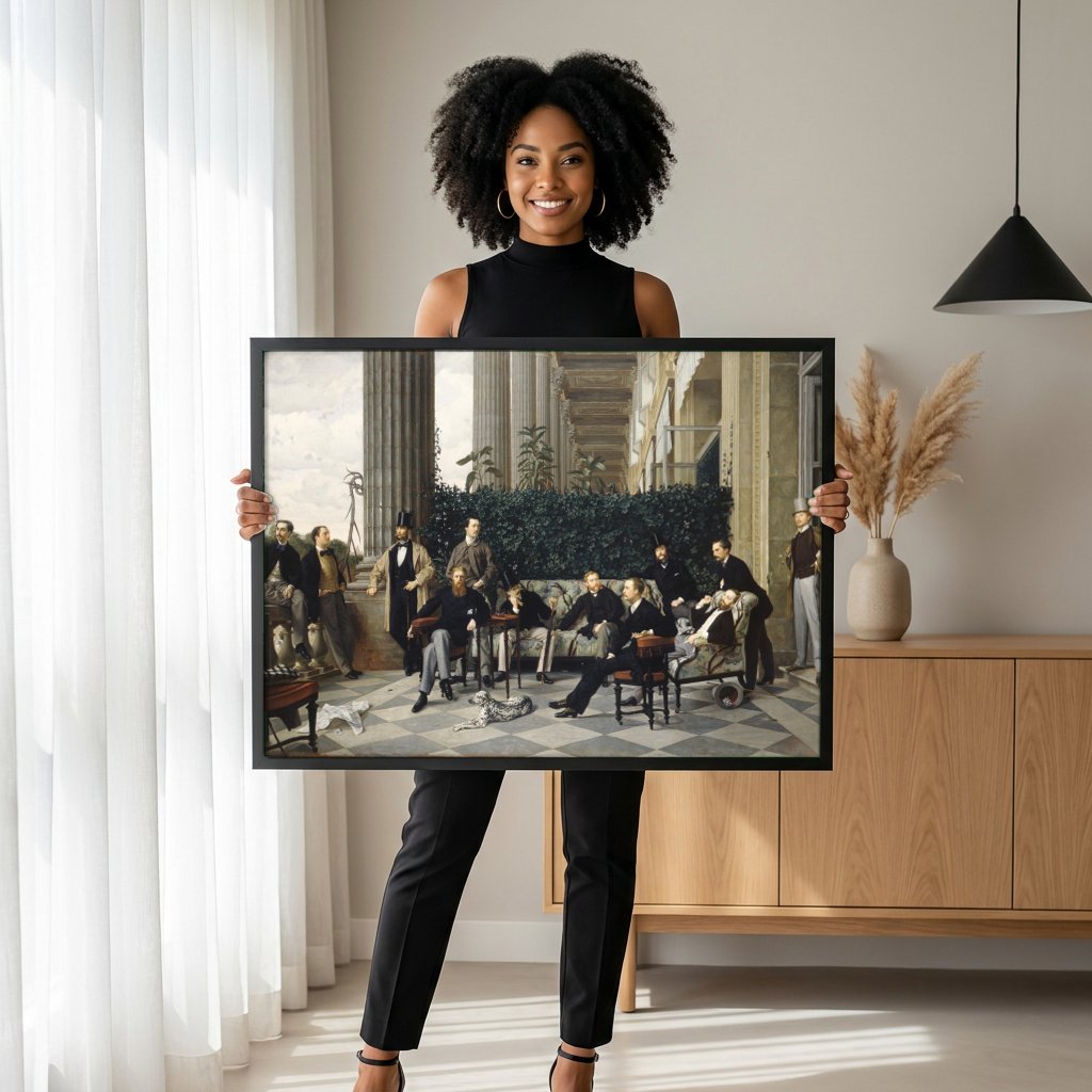 Quadro Decorativo Os Cavalheiros do Círculo do Círculo de Cheam - James Tissot com modelo em ambiente