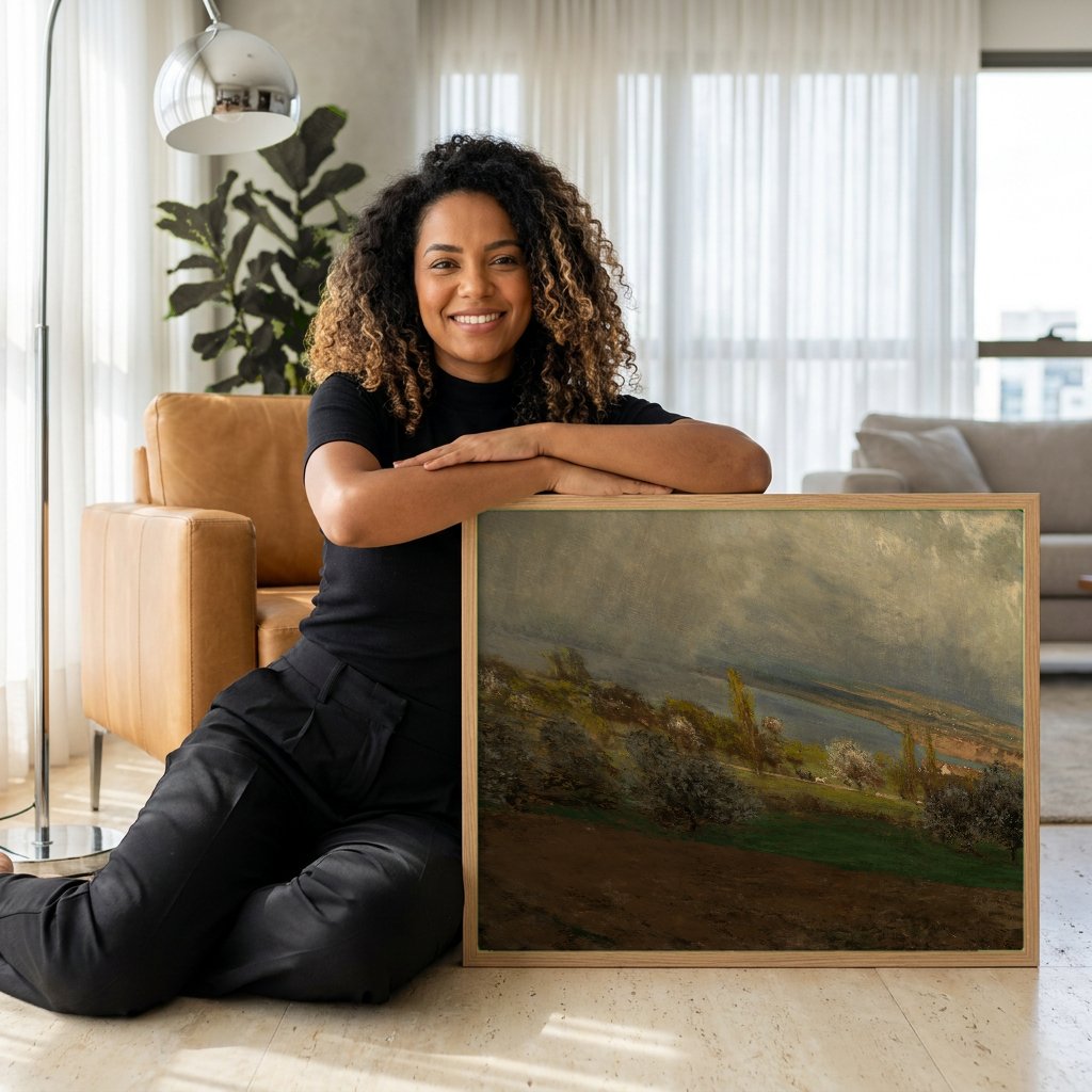 Quadro Decorativo A Paisagem do Arco-íris - Hans Thoma com modelo em ambiente