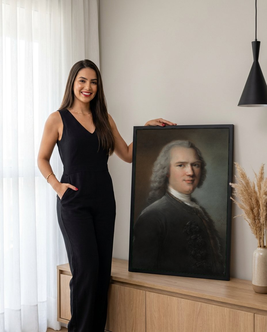 Quadro Decorativo Retrato de Cavalheiro - Jean-Marc Nattier com modelo em ambiente