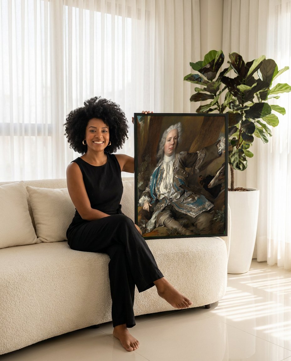 Quadro Decorativo Retrato de Cavalheiro - Largillière com modelo em ambiente