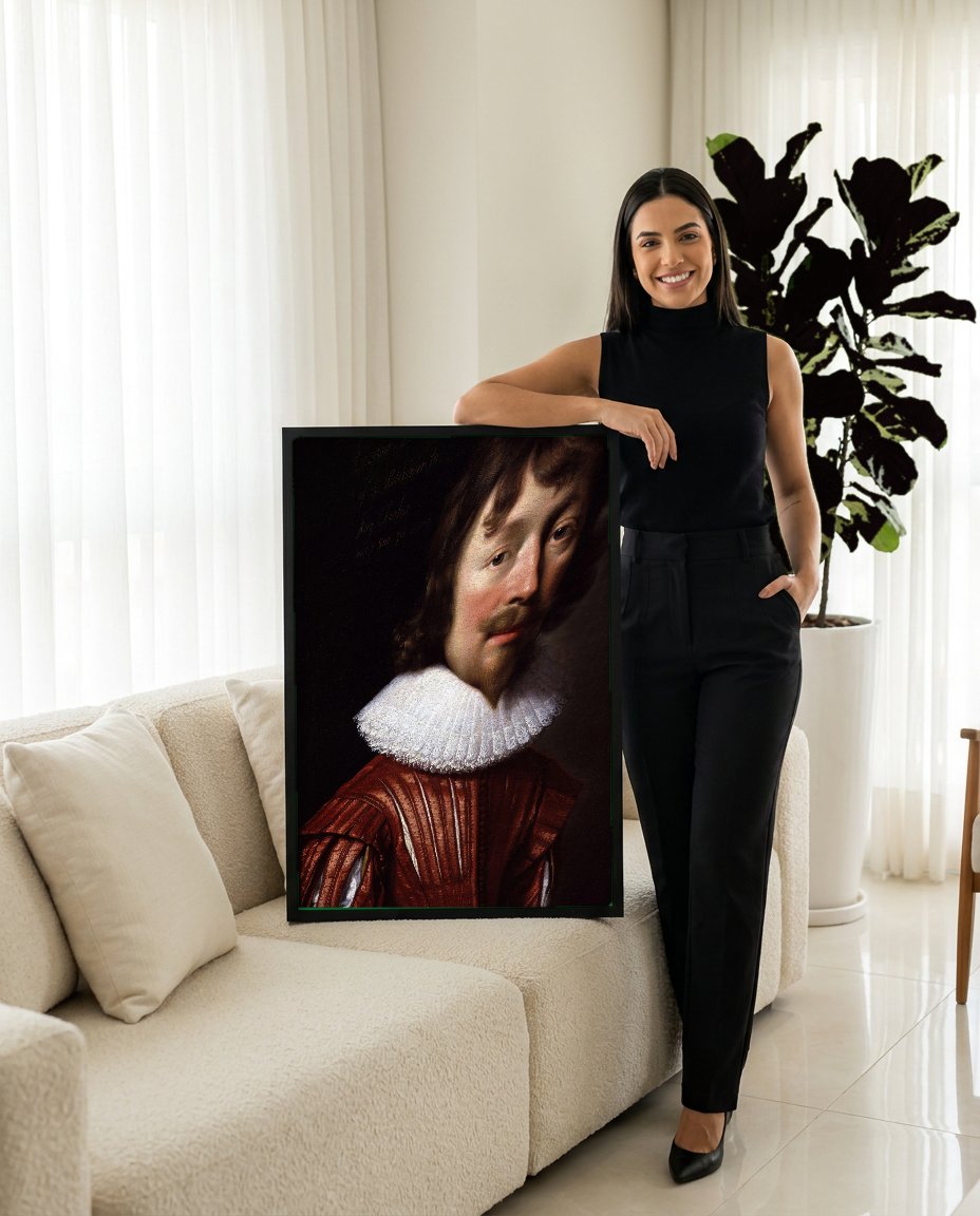 Quadro Decorativo Retrato de Cavalheiro - Daniël Mijtens com modelo em ambiente
