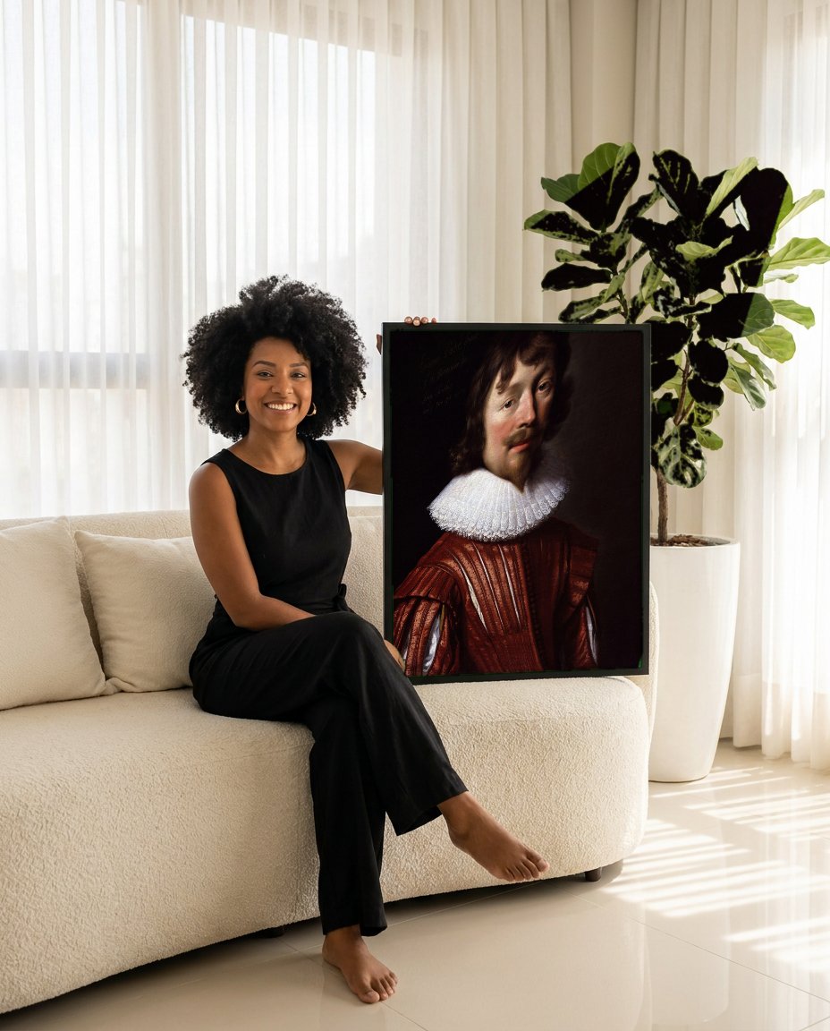 Quadro Decorativo Retrato de Cavalheiro - Daniël Mijtens com modelo em ambiente