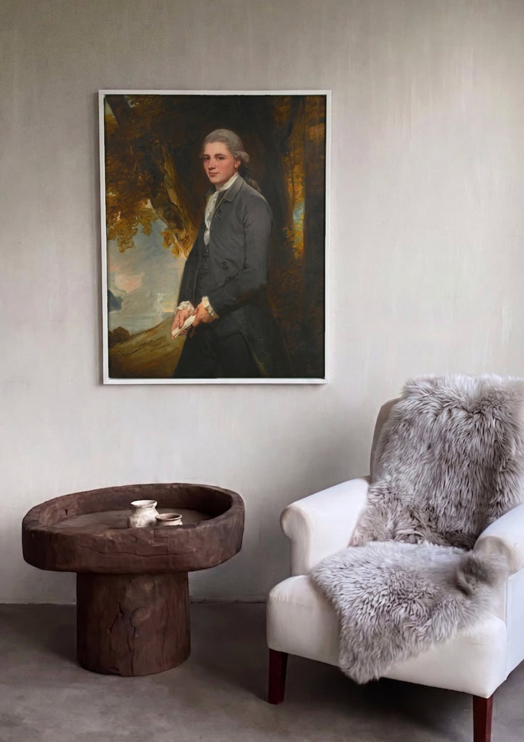 Quadro Decorativo Retrato de Cavalheiro - George Romney em ambiente decorado
