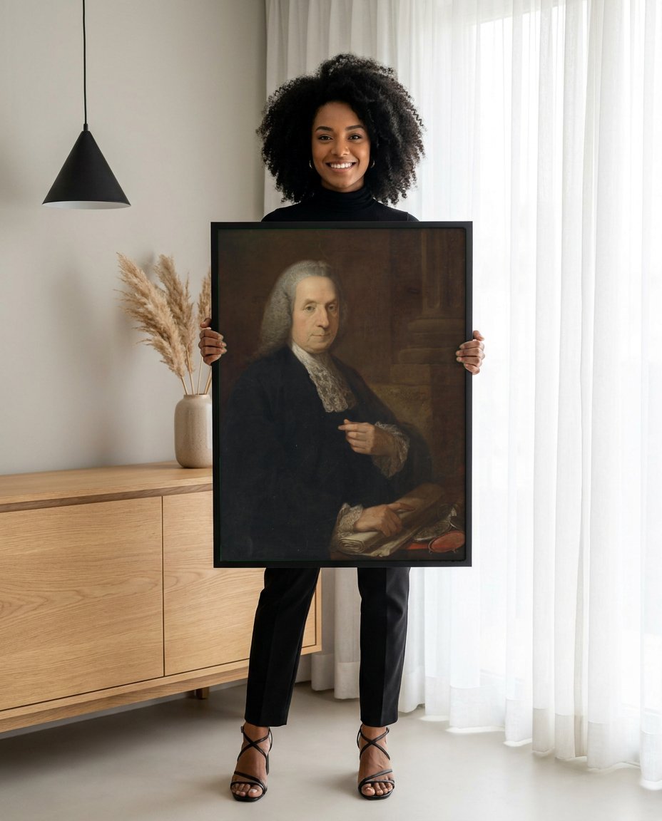 Quadro Decorativo Retrato de Cavalheiro - Angelica Kauffmann com modelo em ambiente