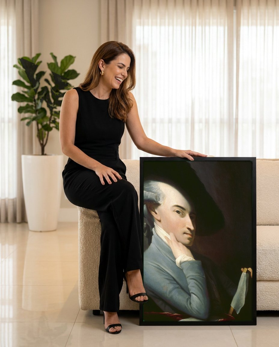 Quadro Decorativo: Retrato de Cavalheiro - Benjamin West com modelo em ambiente