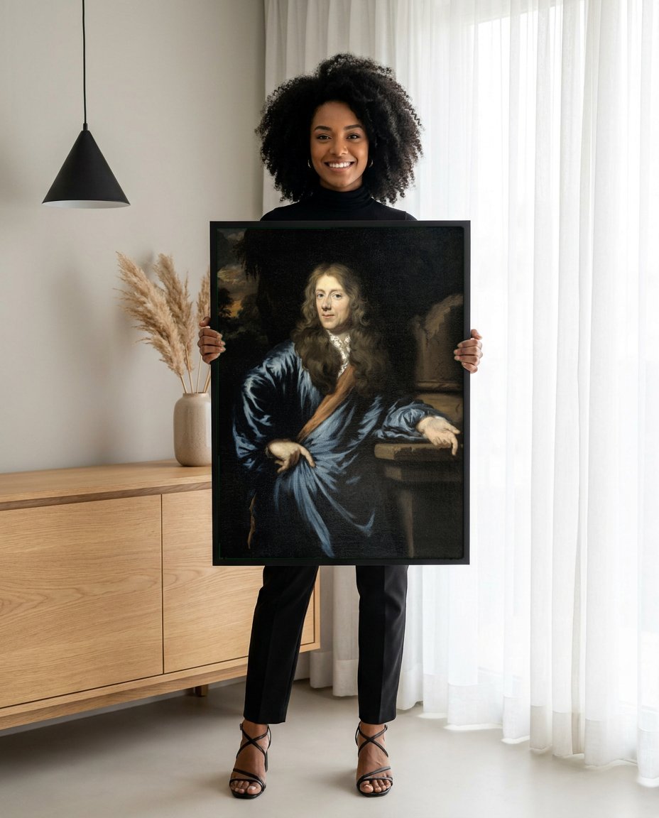 Quadro Decorativo Retrato de Cavalheiro - Nicolaes Maes com modelo em ambiente