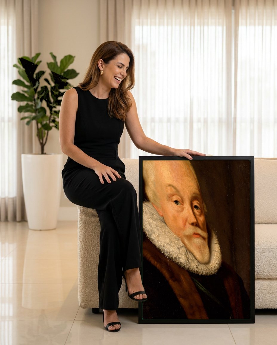 Quadro Decorativo Retrato de Cavalheiro - Daniël Mijtens com modelo em ambiente