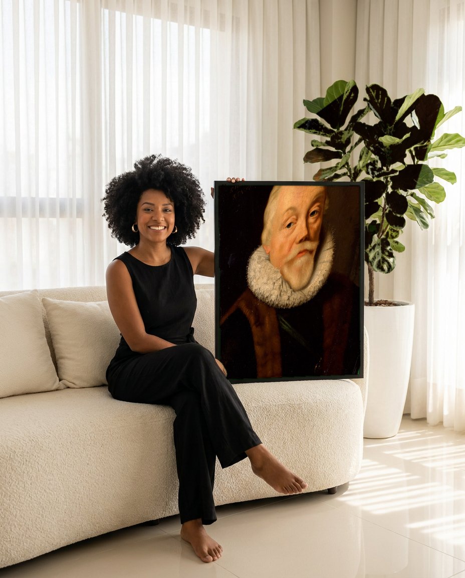 Quadro Decorativo Retrato de Cavalheiro - Daniël Mijtens com modelo em ambiente