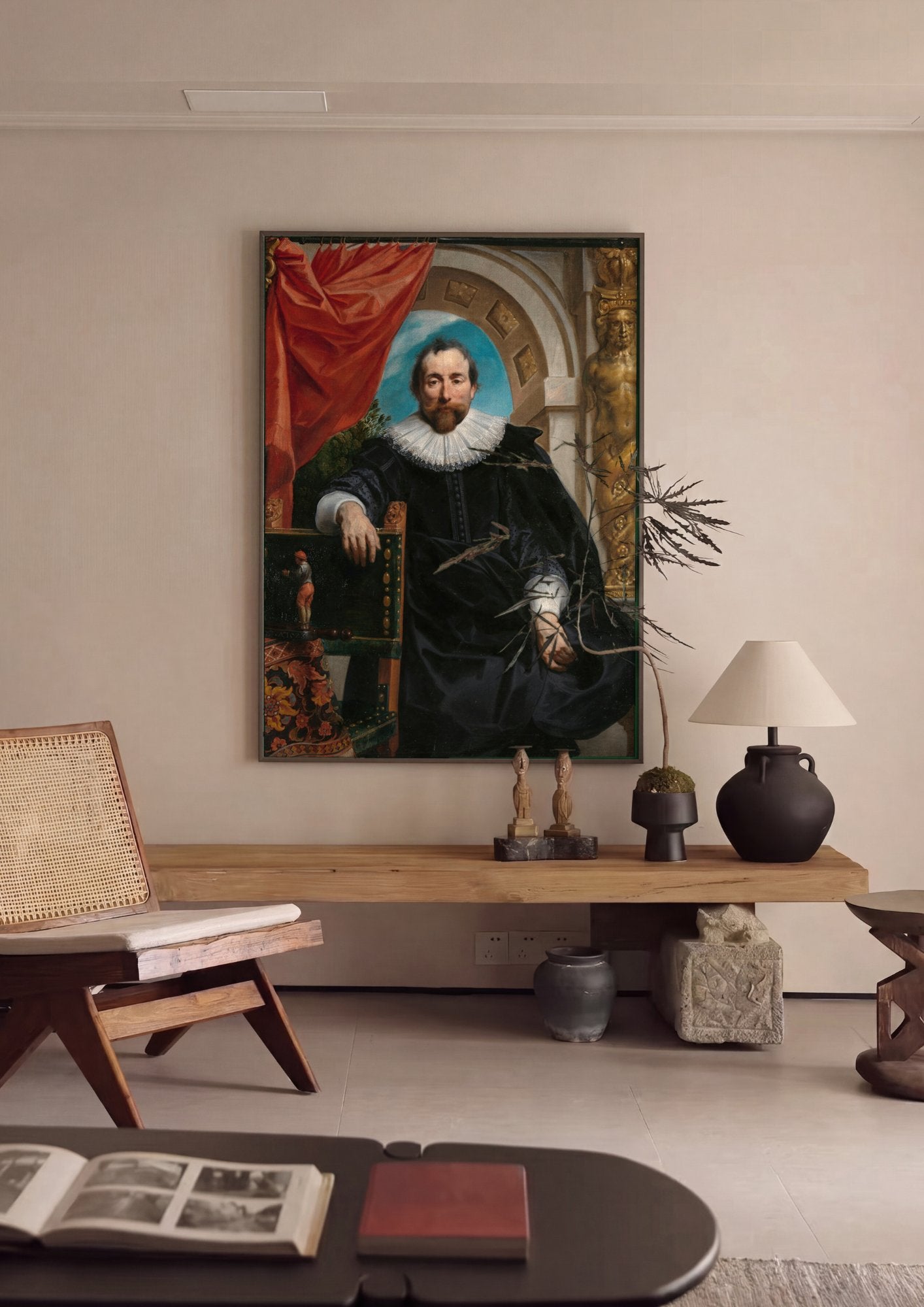 Quadro Decorativo Retrato de Cavalheiro - Jacob Jordaens em ambiente decorado
