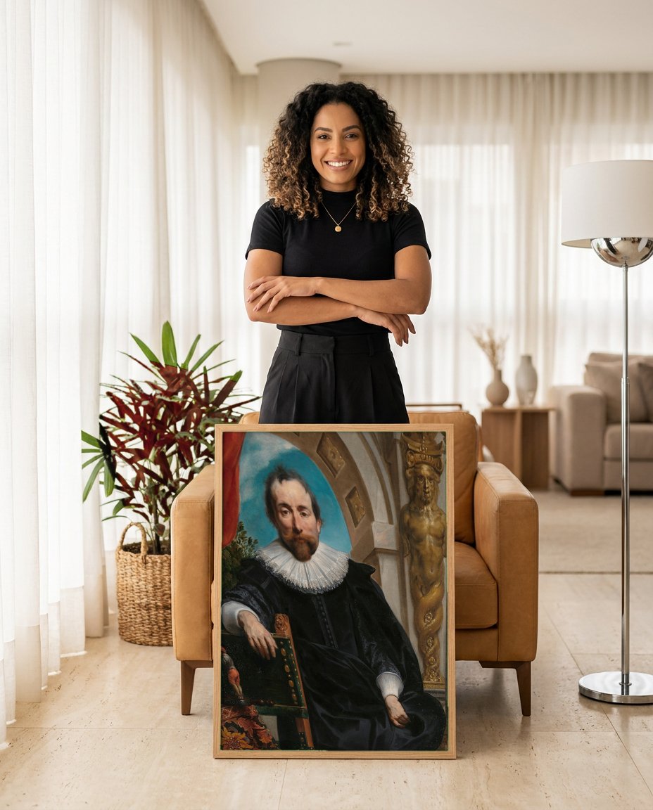 Quadro Decorativo Retrato de Cavalheiro - Jacob Jordaens com modelo em ambiente
