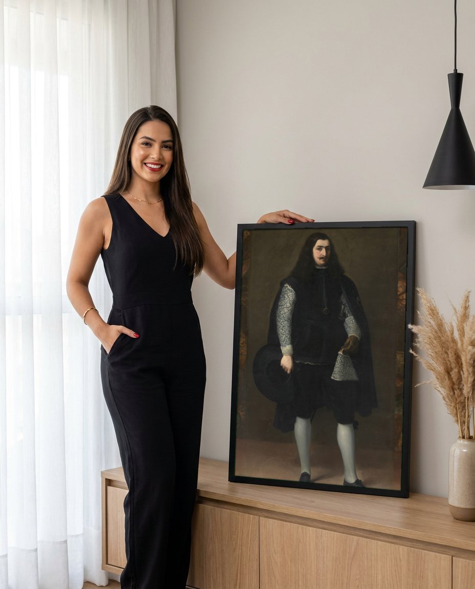 Quadro Decorativo Retrato de Cavalheiro - Murillo com modelo em ambiente