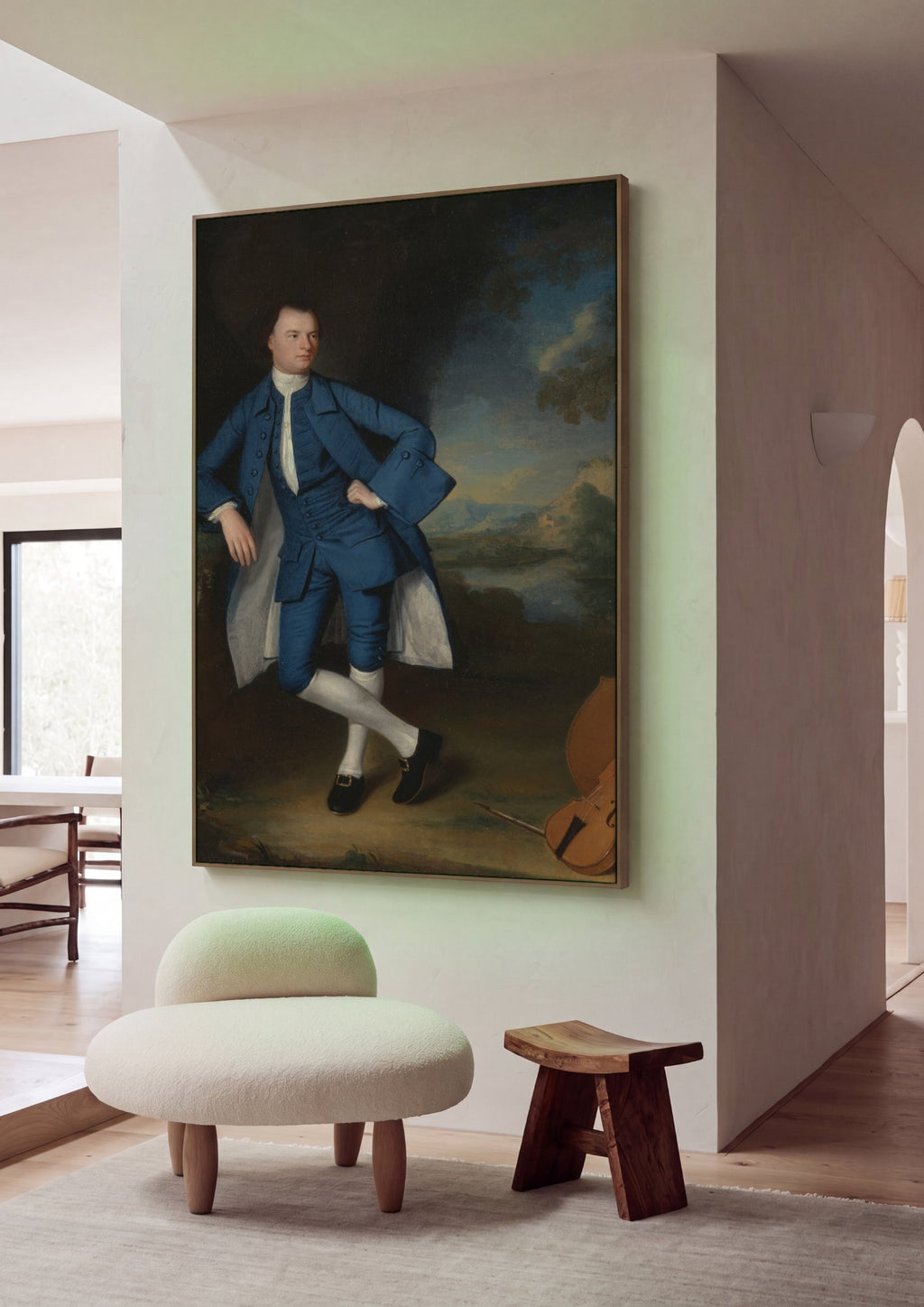 Quadro Decorativo Retrato de Cavalheiro Azul - George Romney em ambiente decorado
