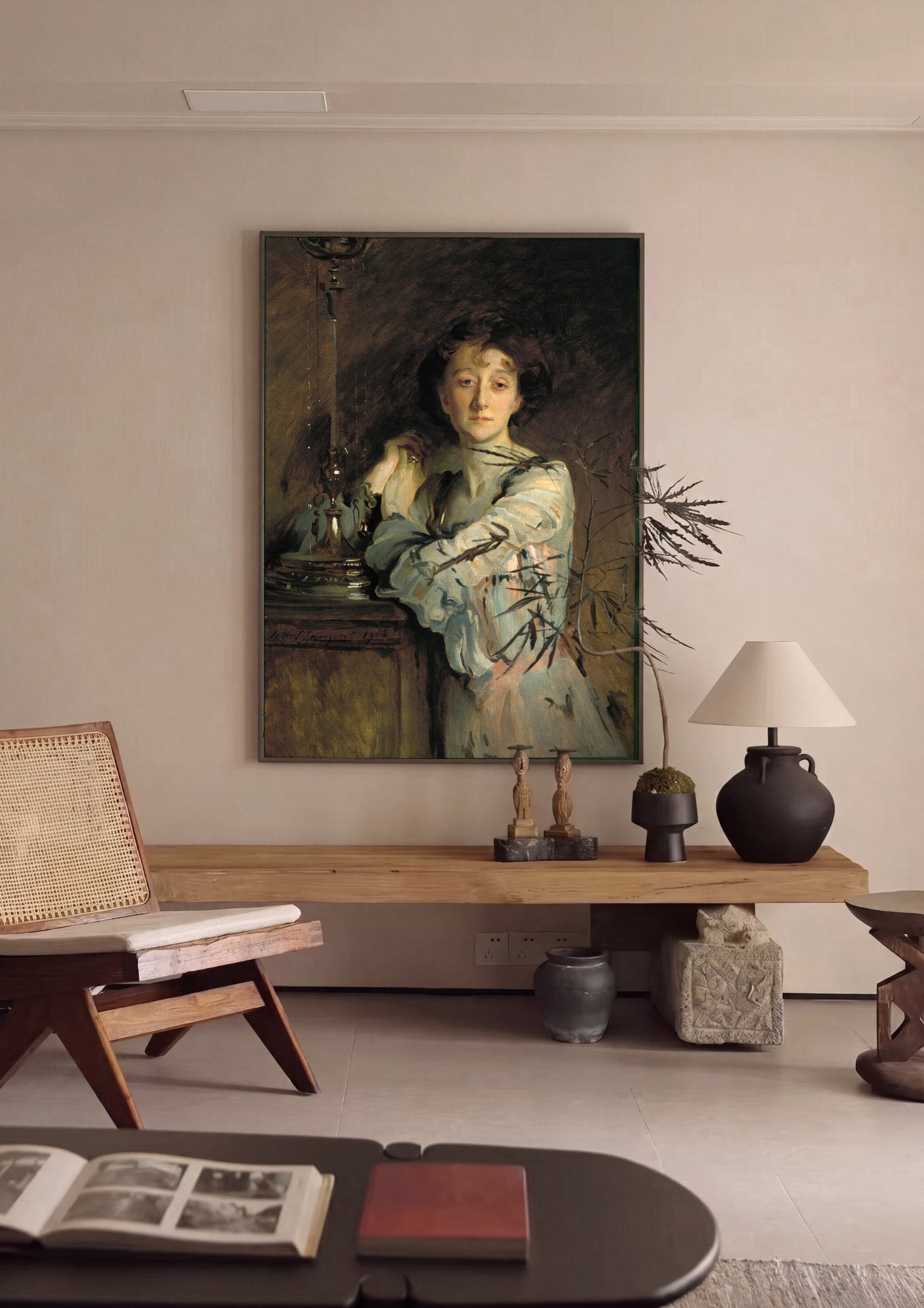 Quadro Decorativo Senhora com Candeeiro - John Singer Sargent em ambiente decorado