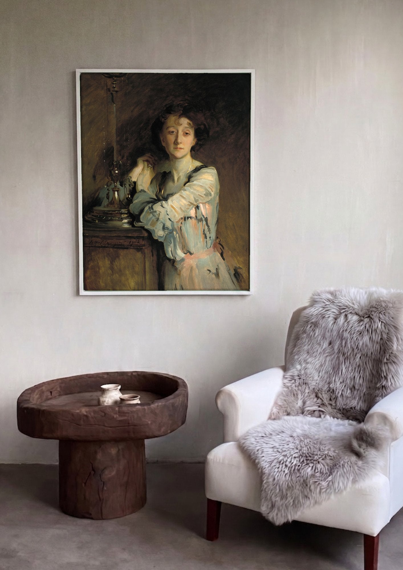 Quadro Decorativo Senhora com Candeeiro - John Singer Sargent em ambiente decorado
