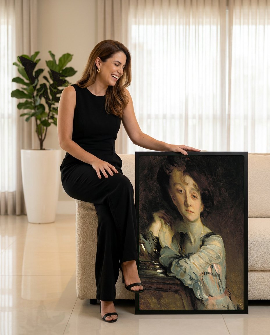 Quadro Decorativo Senhora com Candeeiro - John Singer Sargent com modelo em ambiente