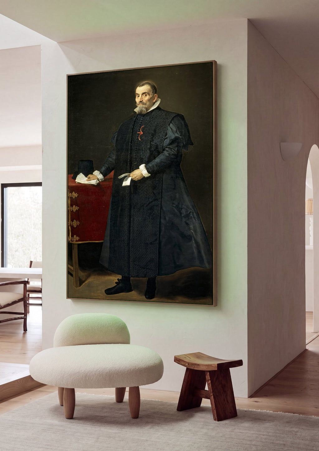 Quadro Decorativo Retrato de Cavalheiro - Diego Velázquez em ambiente decorado
