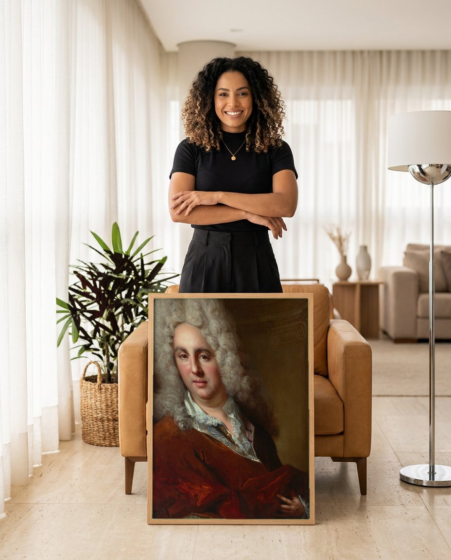 Quadro Decorativo Retrato de Cavalheiro - Largillière com modelo em ambiente