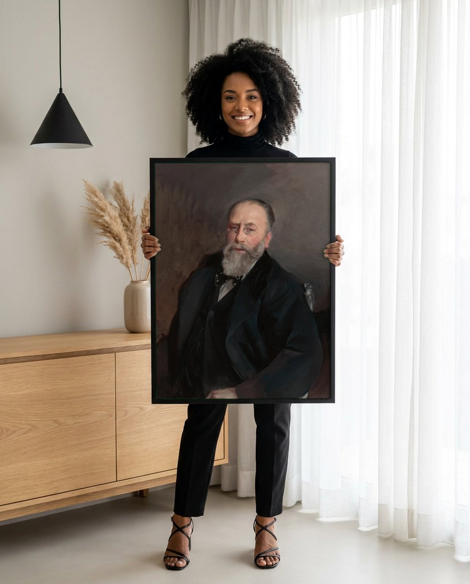 Quadro Decorativo Retrato de Cavalheiro - Giovanni Boldini com modelo em ambiente