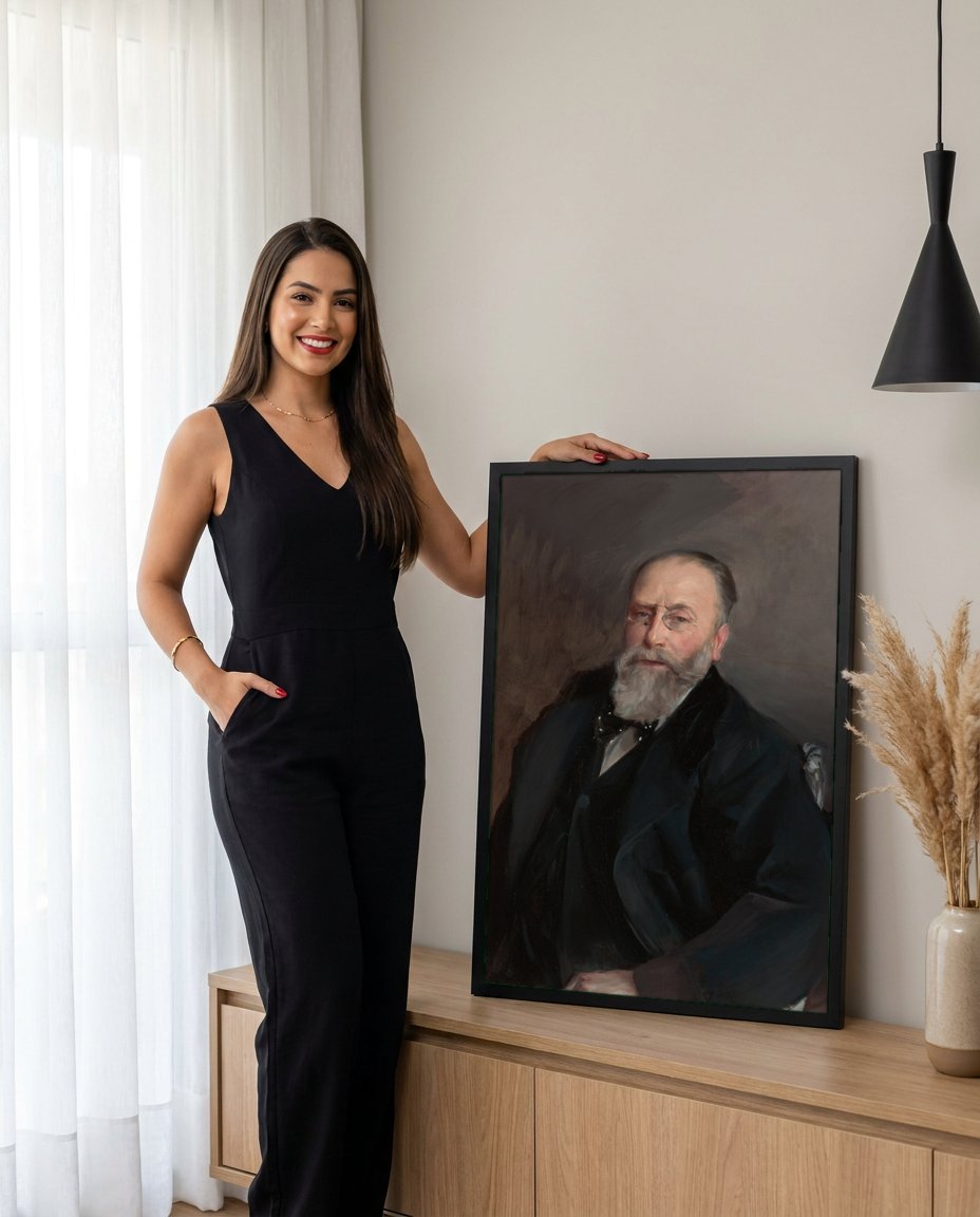Quadro Decorativo Retrato de Cavalheiro - Giovanni Boldini com modelo em ambiente