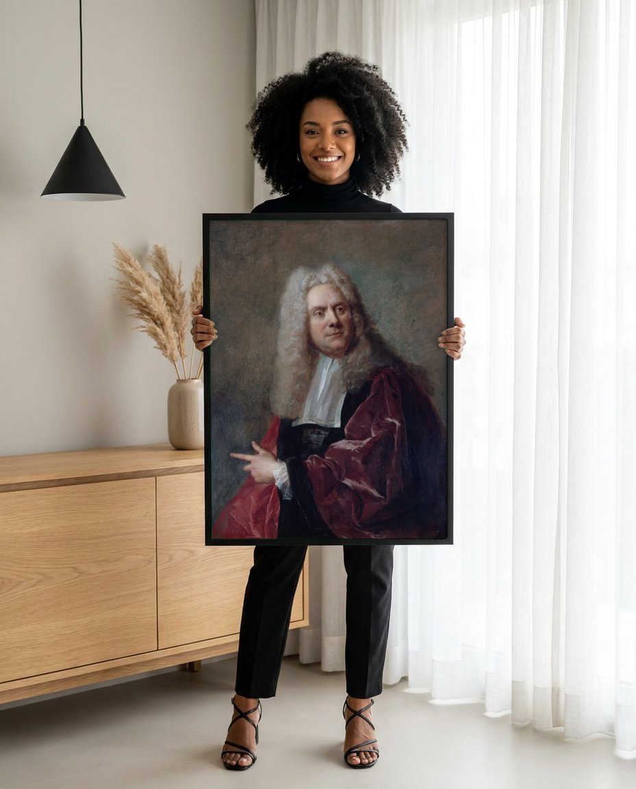Quadro Decorativo Retrato de Cavalheiro - Jean François de Troy com modelo em ambiente