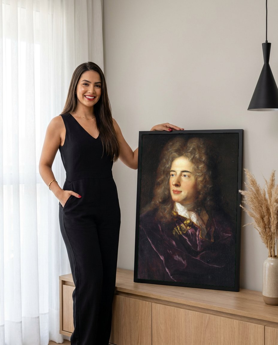 Quadro Decorativo Retrato de Cavalheiro - Jean François de Troy com modelo em ambiente