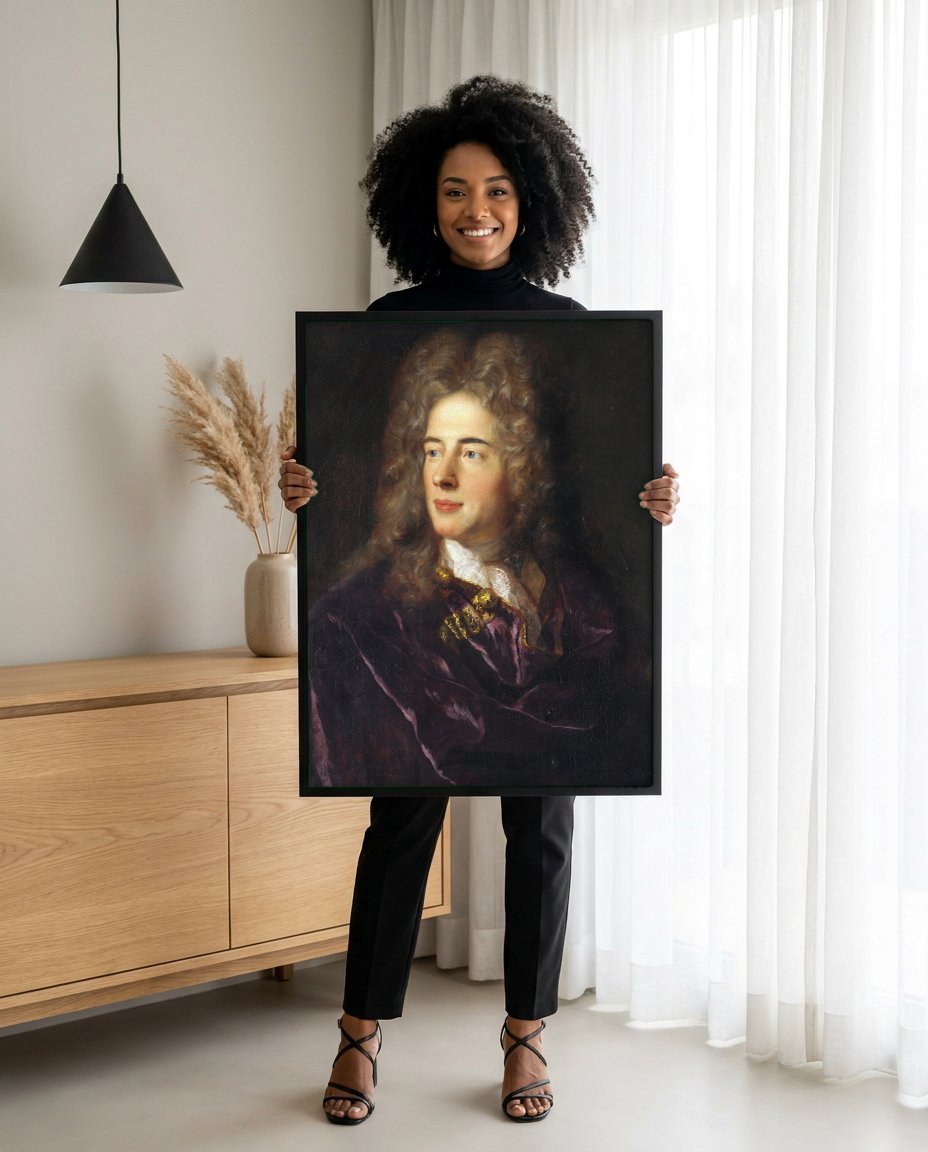 Quadro Decorativo Retrato de Cavalheiro - Jean François de Troy com modelo em ambiente