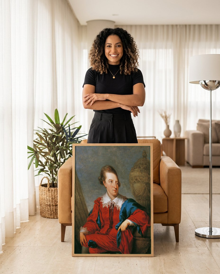 Quadro Decorativo Retrato de Cavalheiro - Angelica Kauffmann com modelo em ambiente