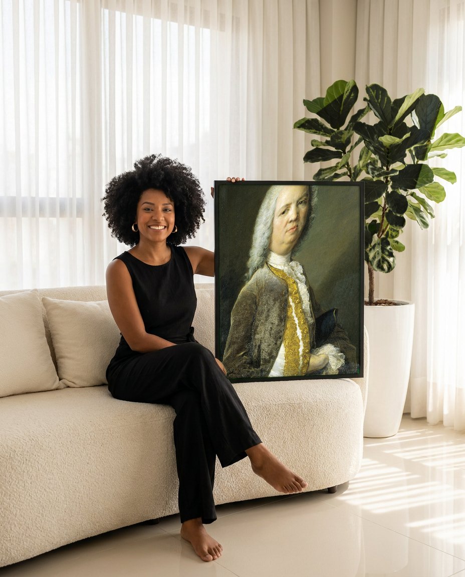 Quadro Decorativo Retrato de Cavalheiro - Jean-Marc Nattier com modelo em ambiente