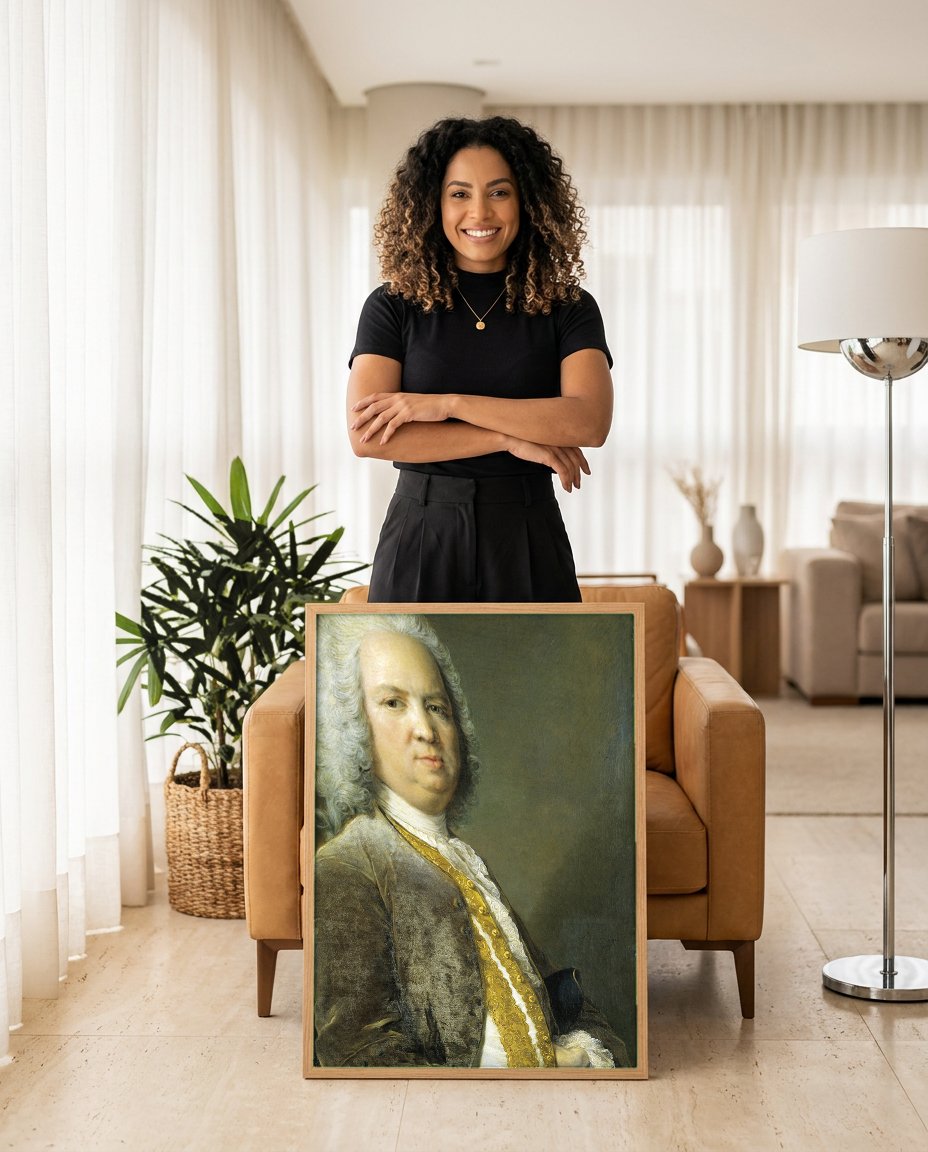 Quadro Decorativo Retrato de Cavalheiro - Jean-Marc Nattier com modelo em ambiente